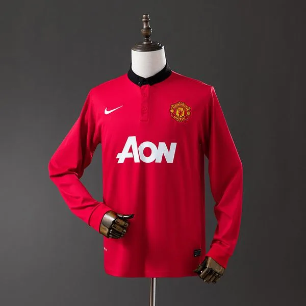 Camiseta de fútbol Manchester United 2013/14 LOCAL MANGA LARGA VERSION FAN